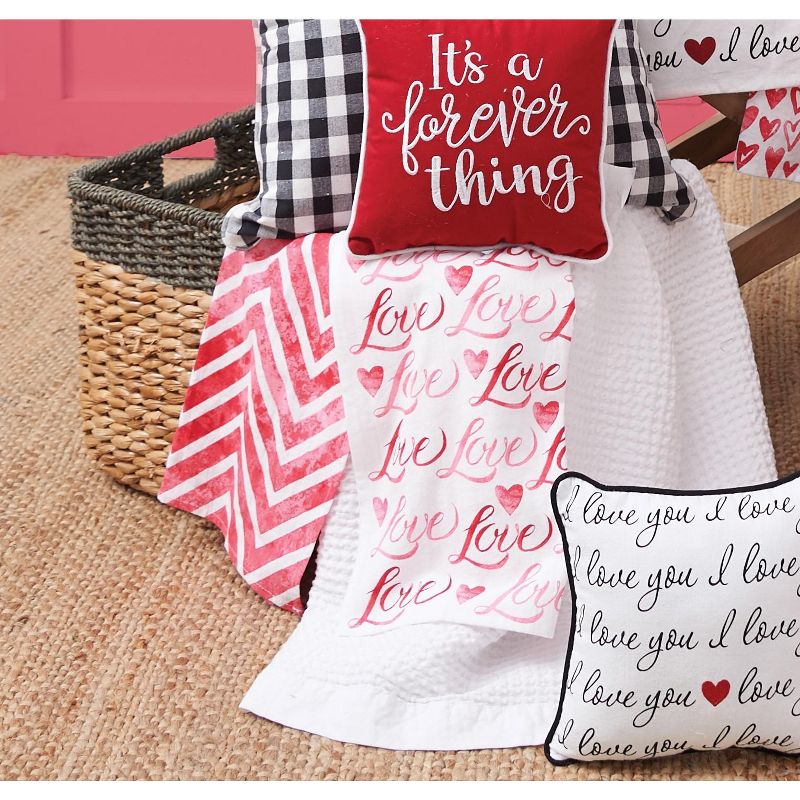 C&F Home Pink Valentines Watercolor Print Kitchen Flour Sack Dishtowel Set of 3