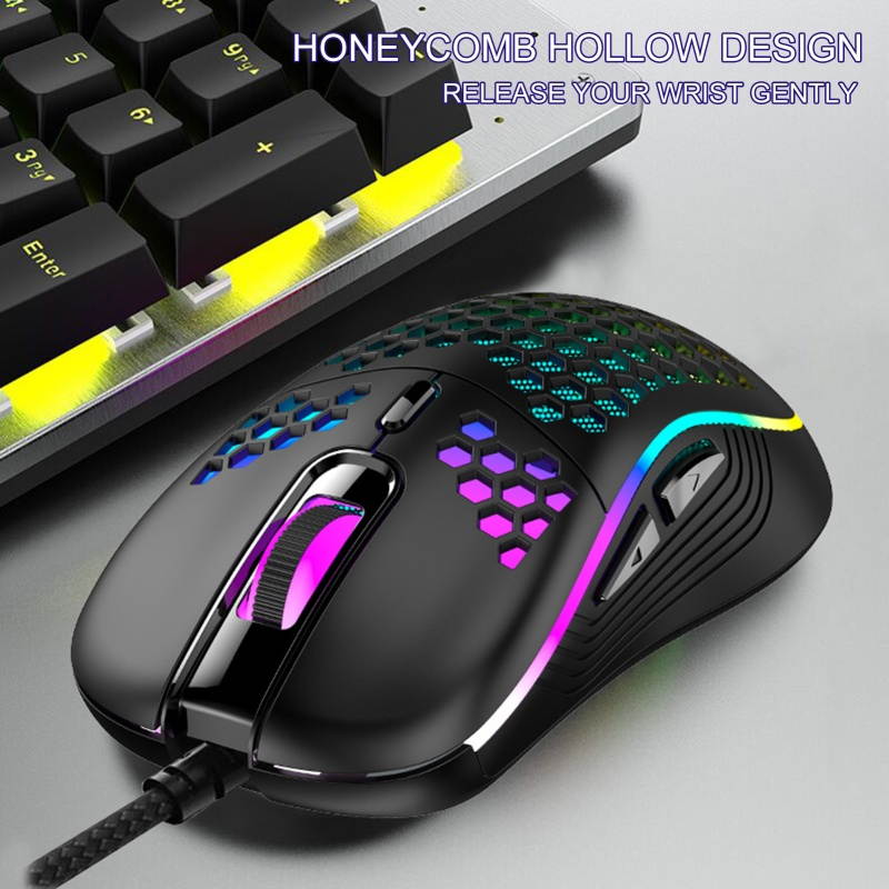 D011 Mouse Honeycomb Shell Programmable Key 7200DPI 125-1000Hz High Responsivity Gaming Mouse for Gaming