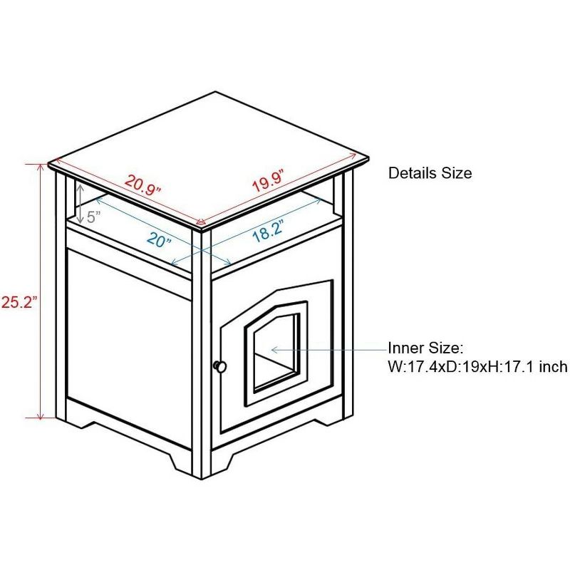 Arf Pets Designer Enclosed Cat Litter Box Furniture House with Table, Cat Washroom Hidden House Enclosure, White
