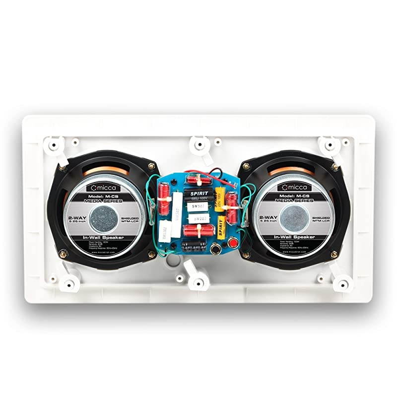 MCS Dual 525 Inch 2Way MTM inWall Speaker with Pivoting 1 Silk Dome Tweeter Each White