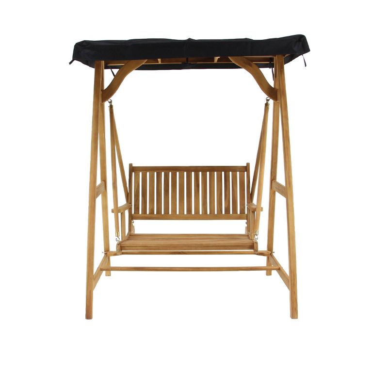 77"x60" Traditional Teak Patio Chaise Lounge - Brown - Olivia & May