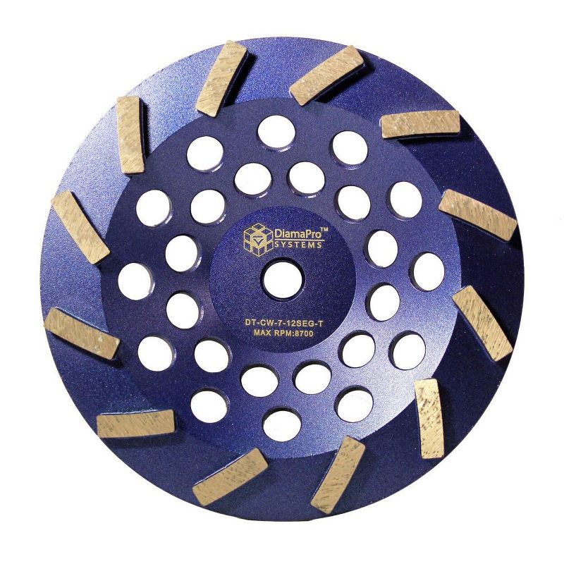 DiamaPro Systems DT-CW-7-12SEG-T Threaded 5 Inch 12 Segment Turbo Concrete Grinding Cup Wheel for Grinding, Leveling, & Removing Glue/Coating