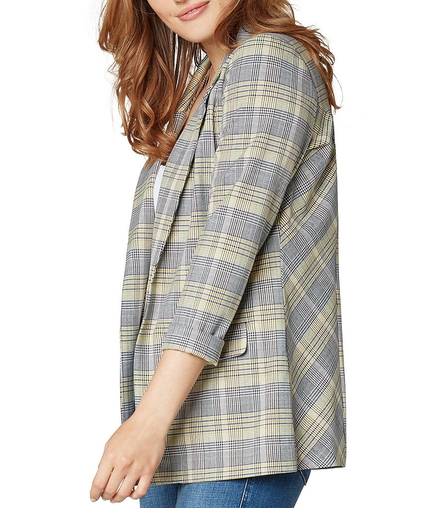 Liverpool Los Angeles Boyfriend Glen 3/4 Sleeve Plaid Blazer