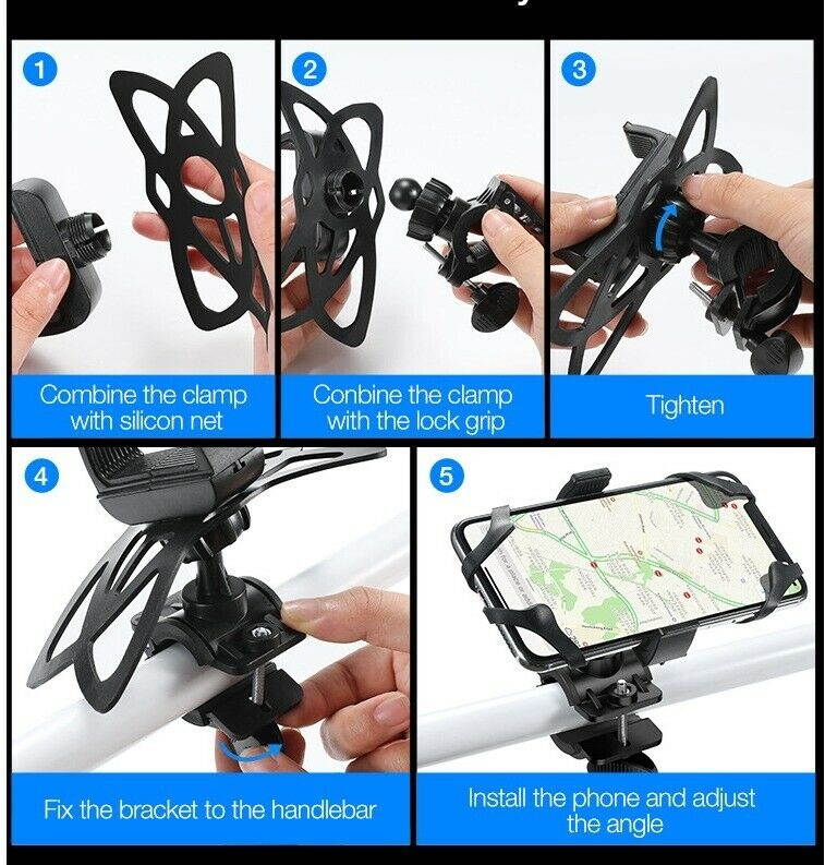 Cell Phone Silicone Mount Holder GPS Motorcycle MTB Bike Bicycle 360 Roton