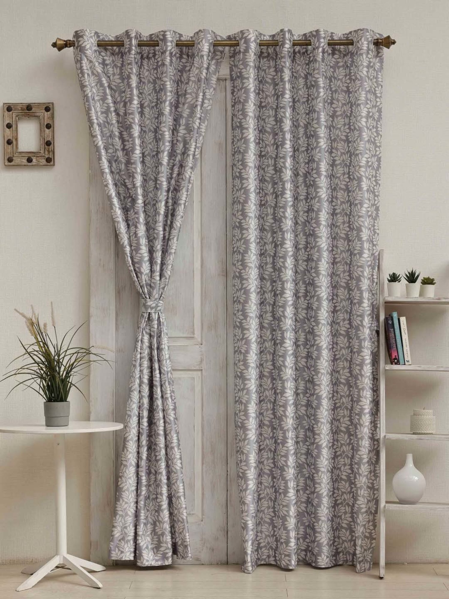 Ariana Breeze Grey Polyester 5ft Window Eyelet Curtain - Set of 2
