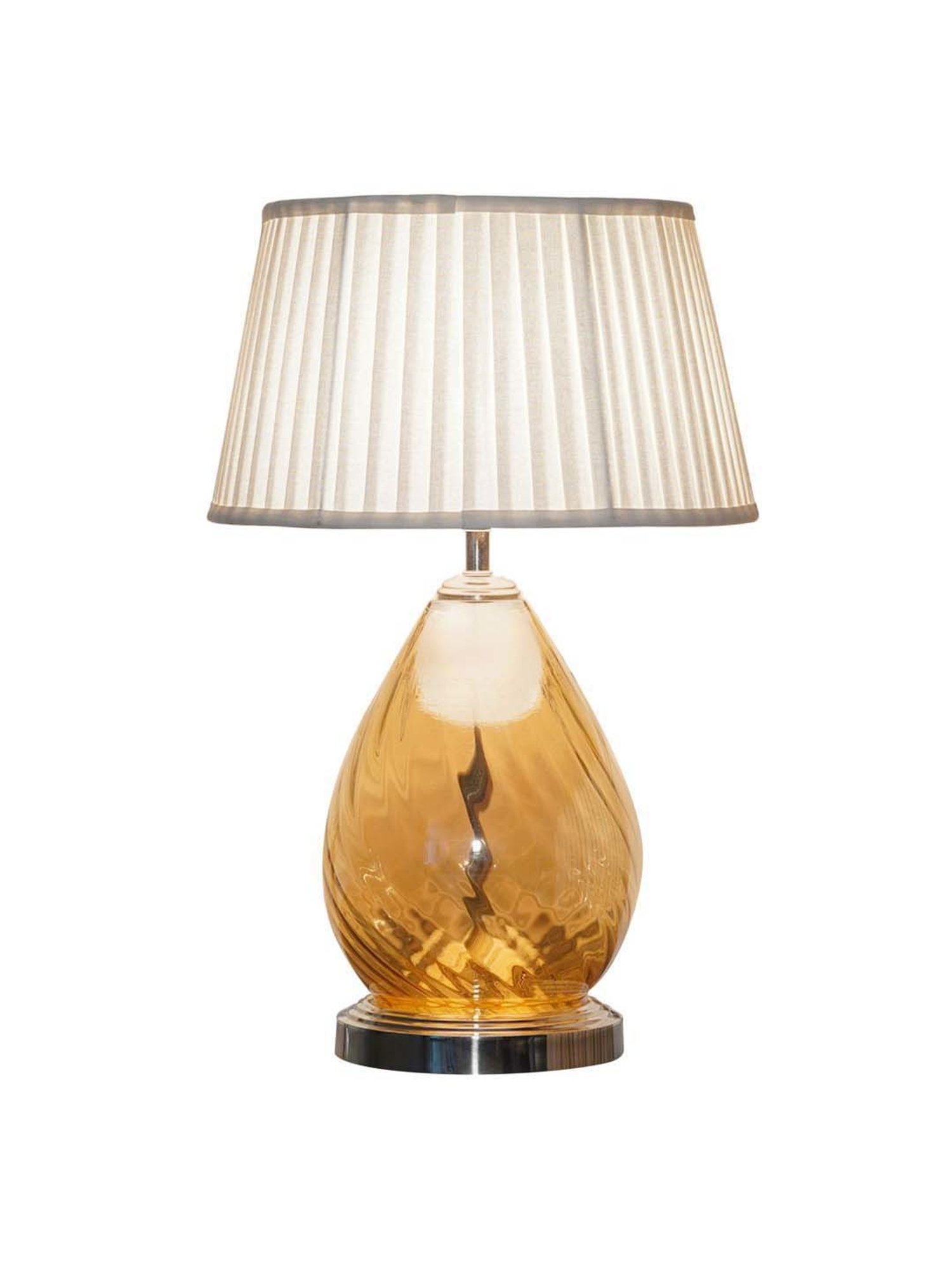 Kapoor Lamp Shades Amber & Nickel Glass Decade Table Lamp With Cotton Shade