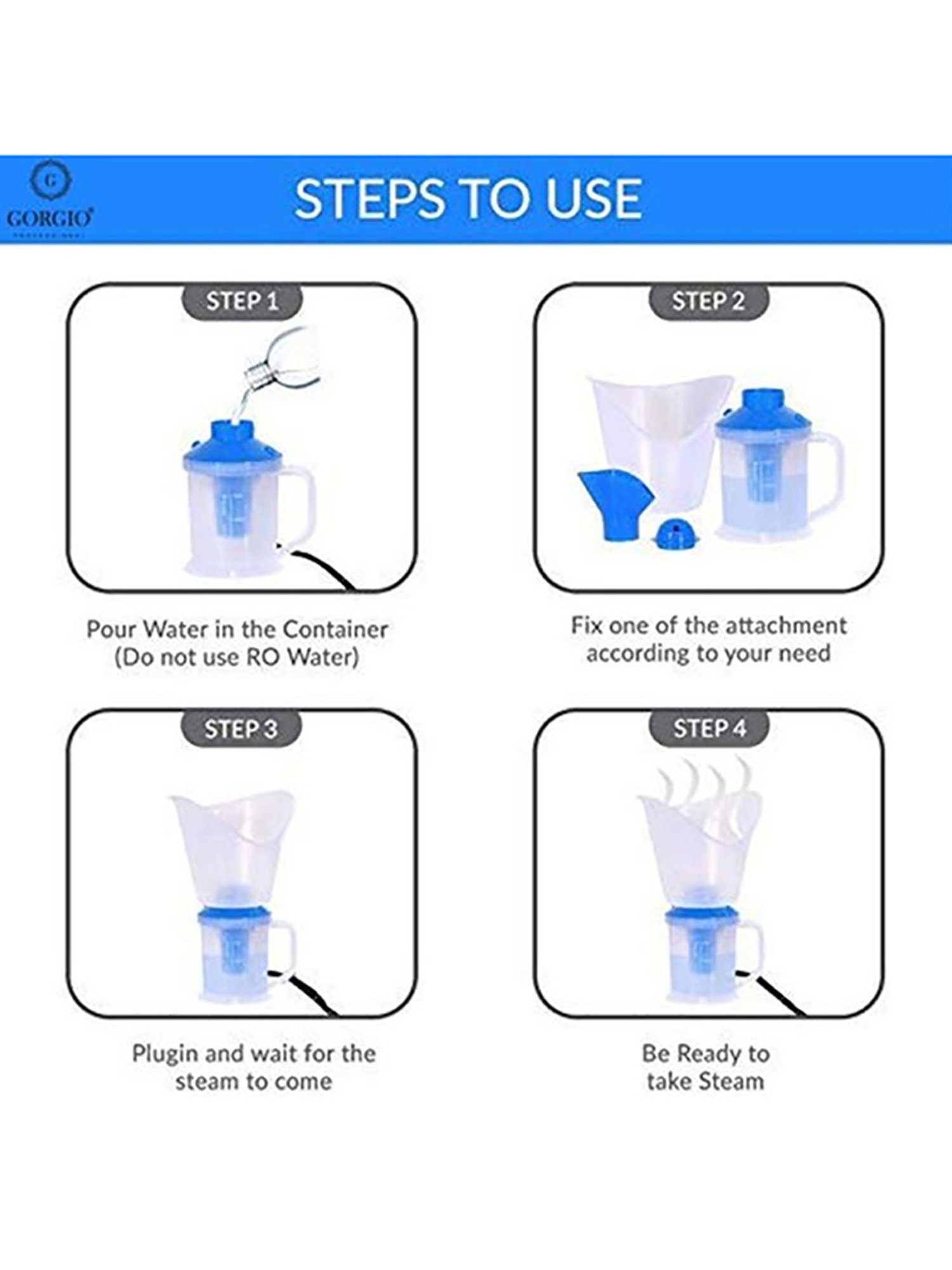 Gorgio Professional GS3 Steamer and Vapouriser (White and Blue)