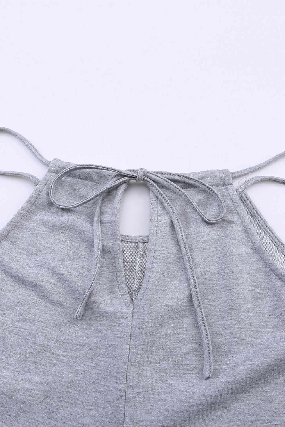 Rose Tan Solid Self Tied Straps Pleated Wide Leg Jumpsuit