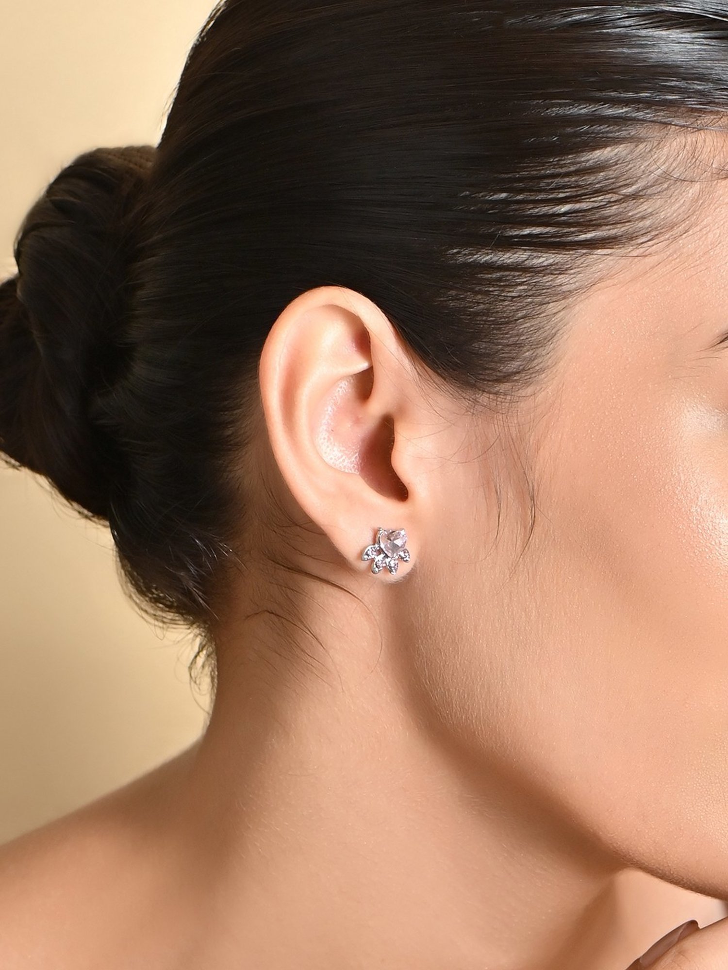 ToniQ Baby Pink Korean Paw Earrings for Women