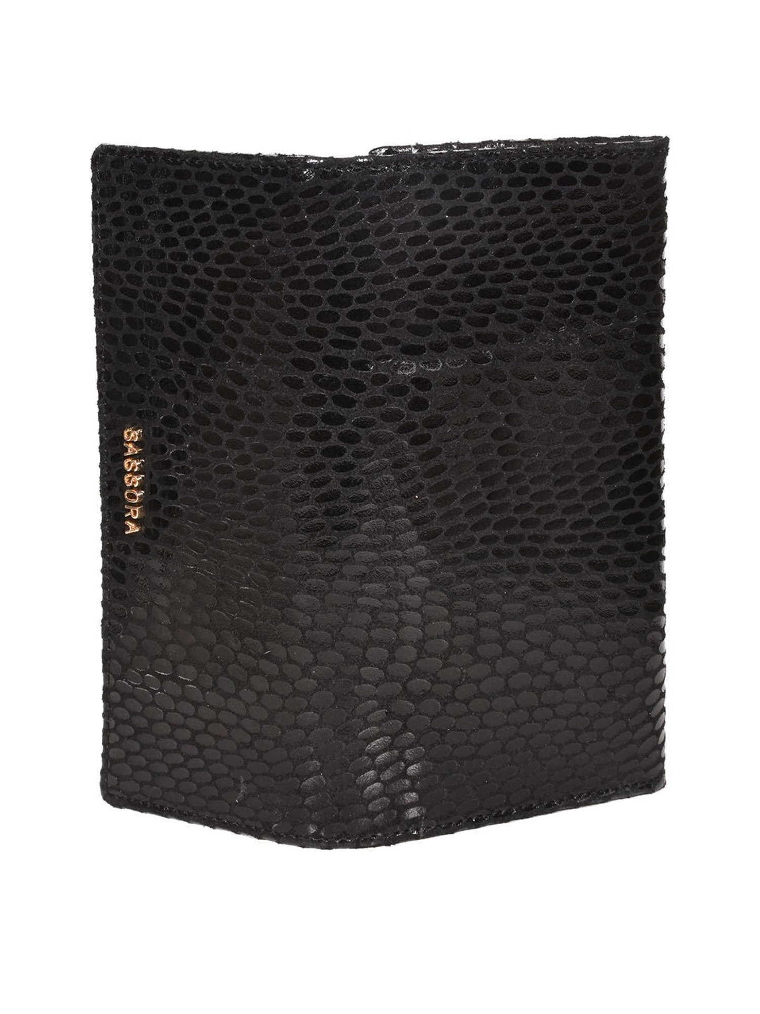 SASSORA Black Textured Rfid Wallet for Women