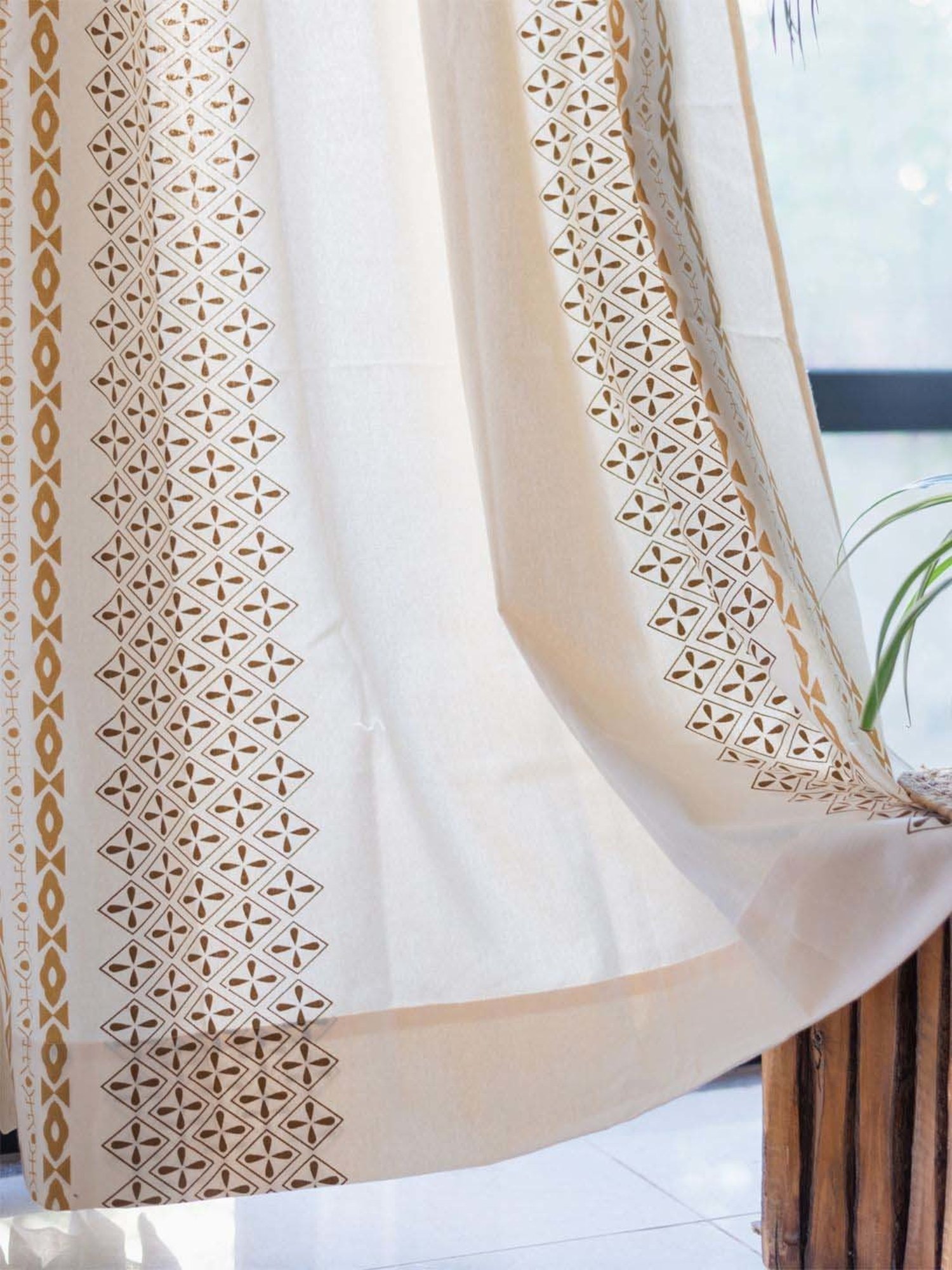 Urban Space Taupe Cotton Door Curtain With Tieback & Eyelet - Set of 2