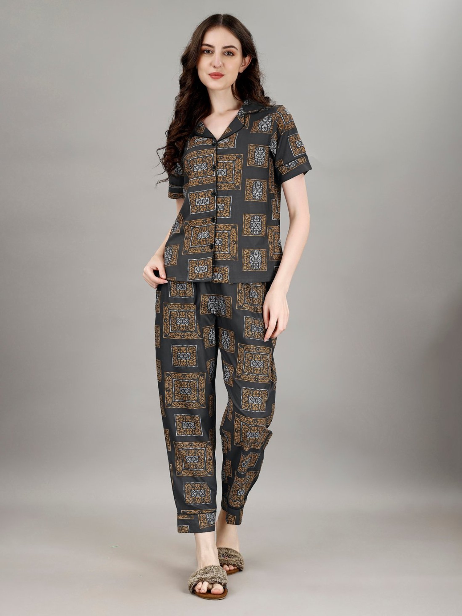 Smarty Pants Grey Printed Shirt With Pyjamas