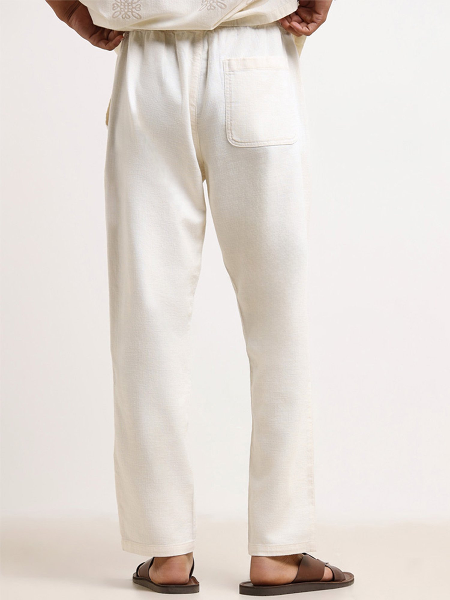 ETA by Westside Cream Mid-Rise Relaxed Fit Chinos