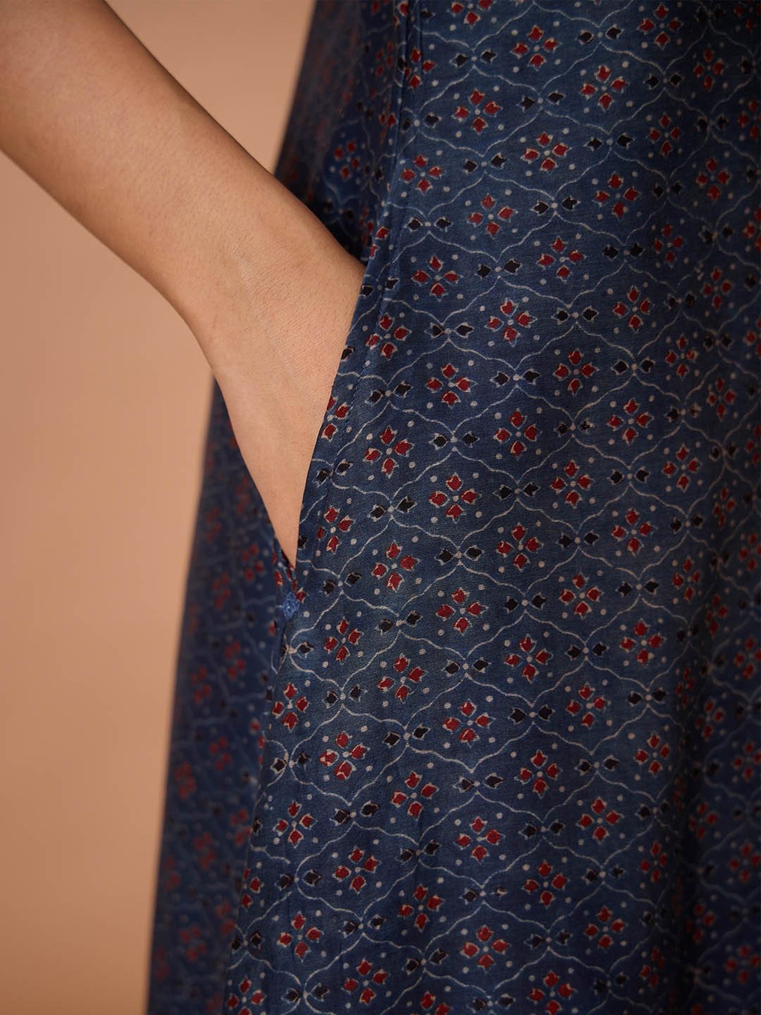 Okhai Blue & Maroon Printed Kurta With Pant & Dupatta