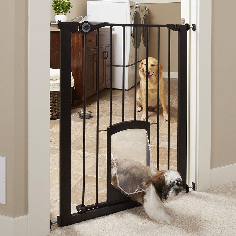 MyPet Tall Pet Gate Passage Walk Through Gate with Door, Bronze