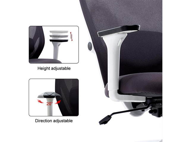 Ergonomic Office Chair Mesh Chair Heavy Duty Office Chair Adjustable Headrest and Armrest - Home Office Chair with Tilt Function and Position Lock,White,GC50