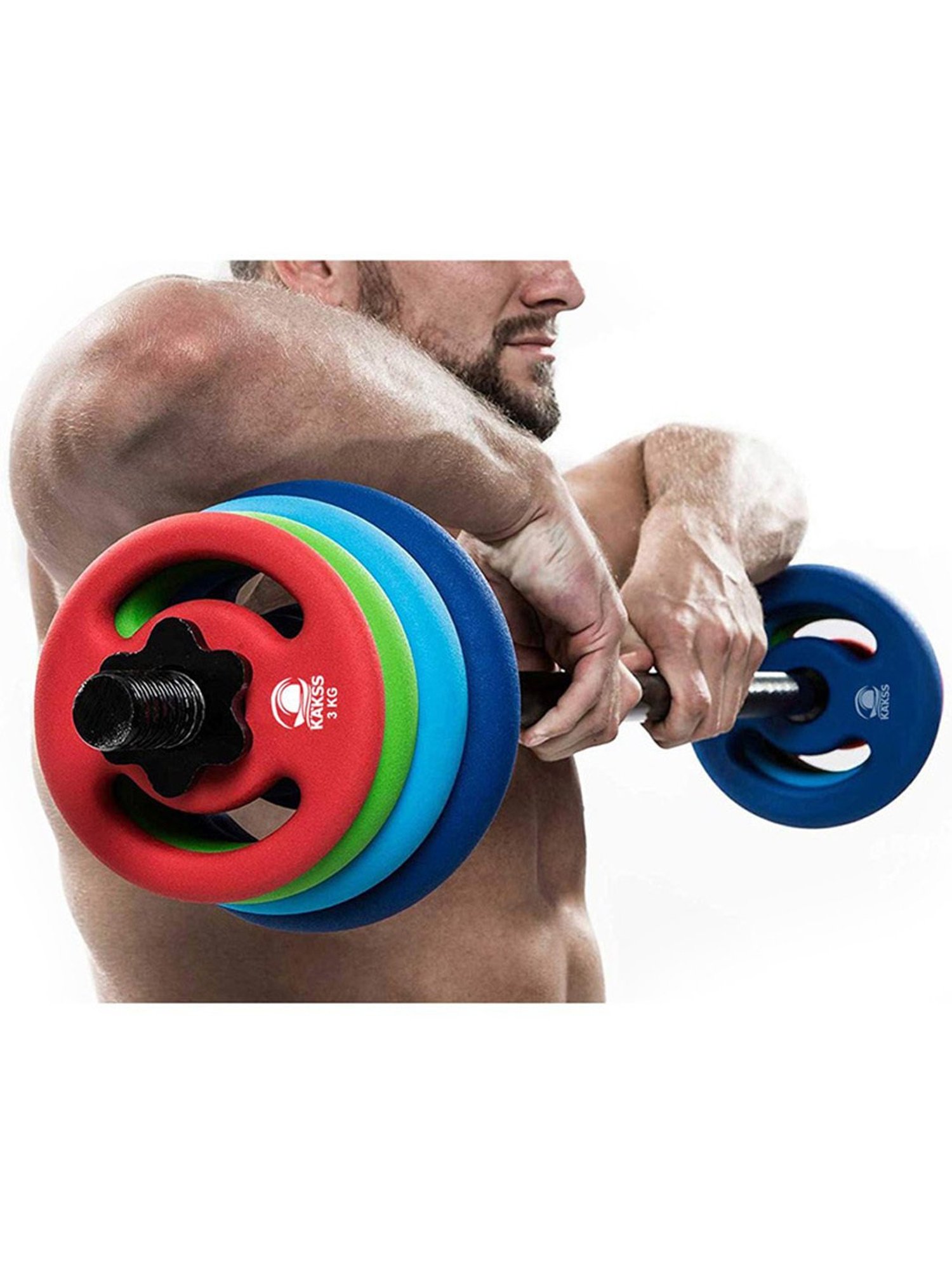 Kakss Best Home Gym Training with Exclusive Neoprene Coated Weight Plates (Multicolor) Size - 50KG