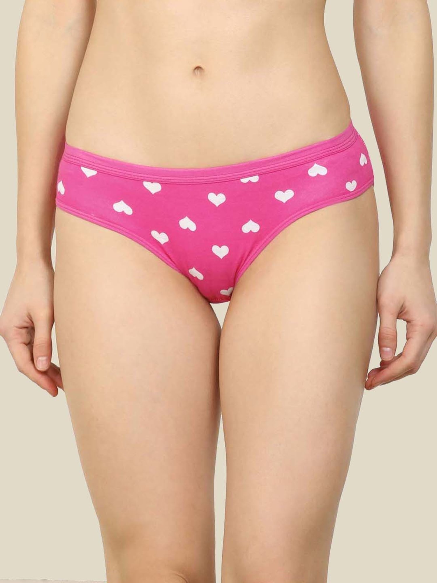 AROUSY Pink Cotton Printed Bikini Panty