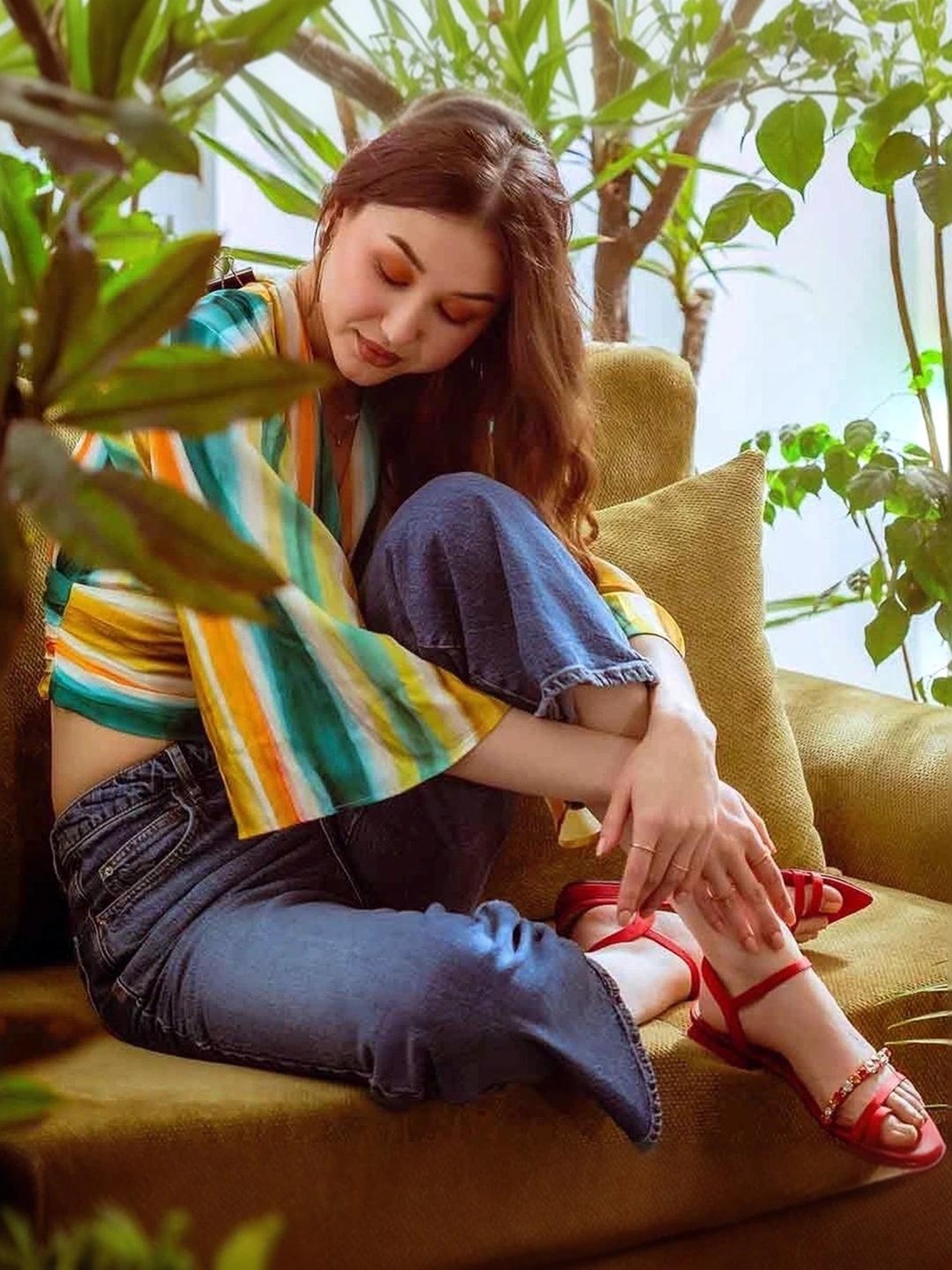 Saint G Women's Annie Red Ankle Strap Sandals