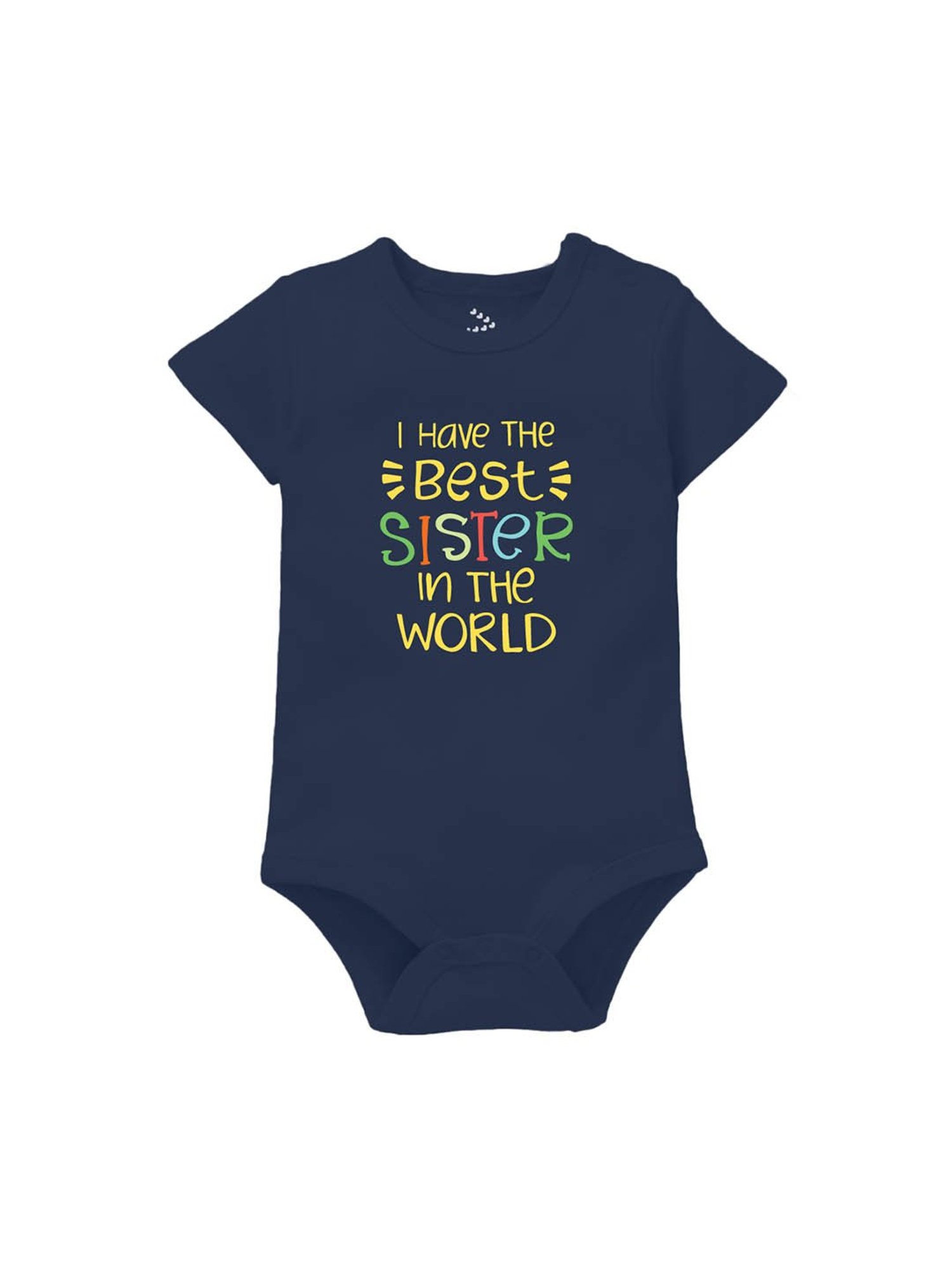Zeezeezoo Kids Navy Blue I have the best Sister Printed Onesie