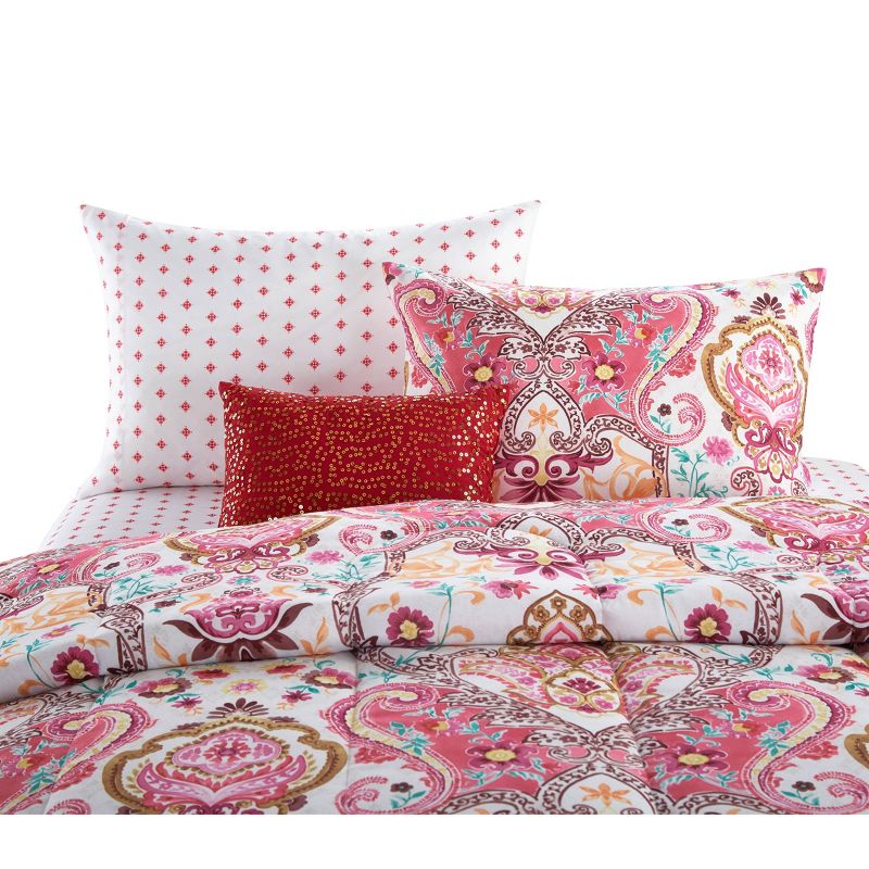 Twin/Twin XL Gilded Medallion Bed in a Bag Red - Heritage Club