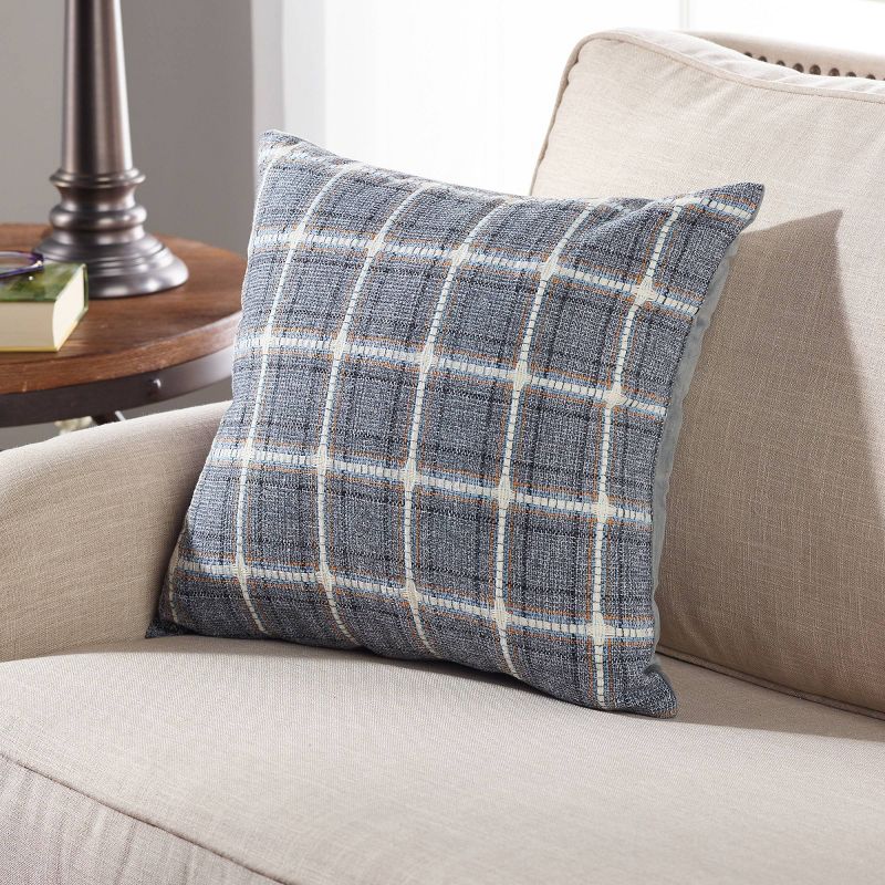 18"x18" Plaize Plaid Square Throw Pillow Gray - Sure Fit
