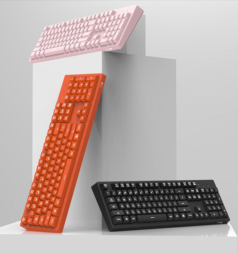 Ajazz DKS100 Quiet Keyboard, DOUYU White Backlit Mechanical Feel Membrane Gaming Keyboard, Wired 104 Keys for Gaming Office and Typing