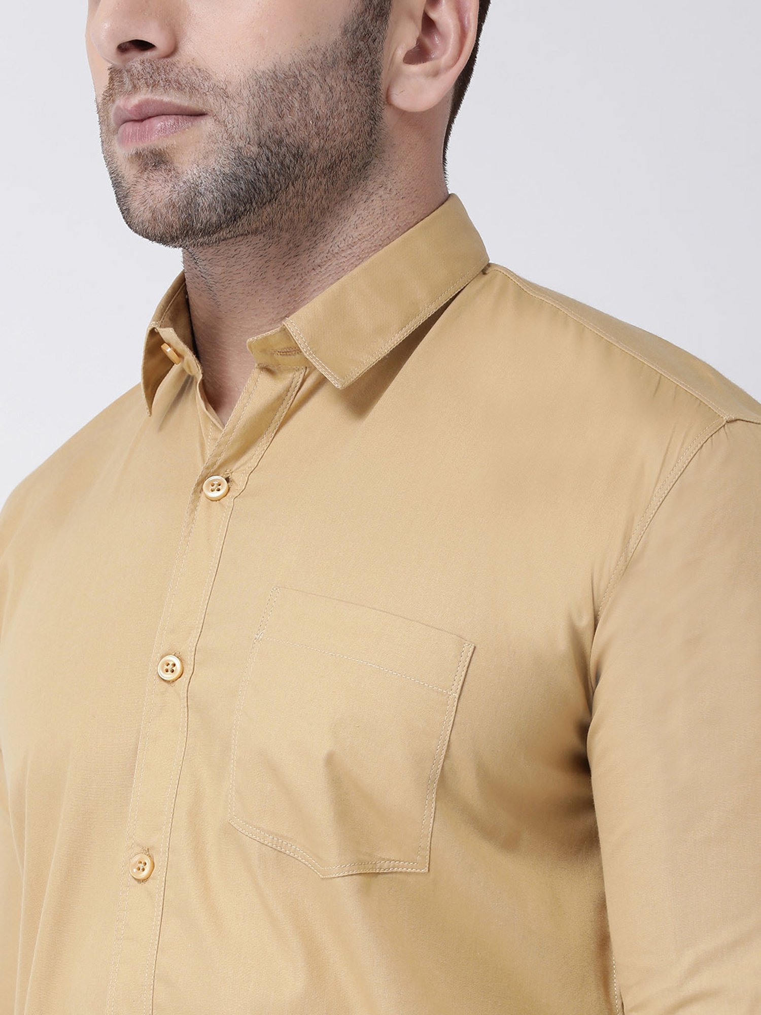 Hangup Plus Khaki Slim Fit Pure Cotton Shirt