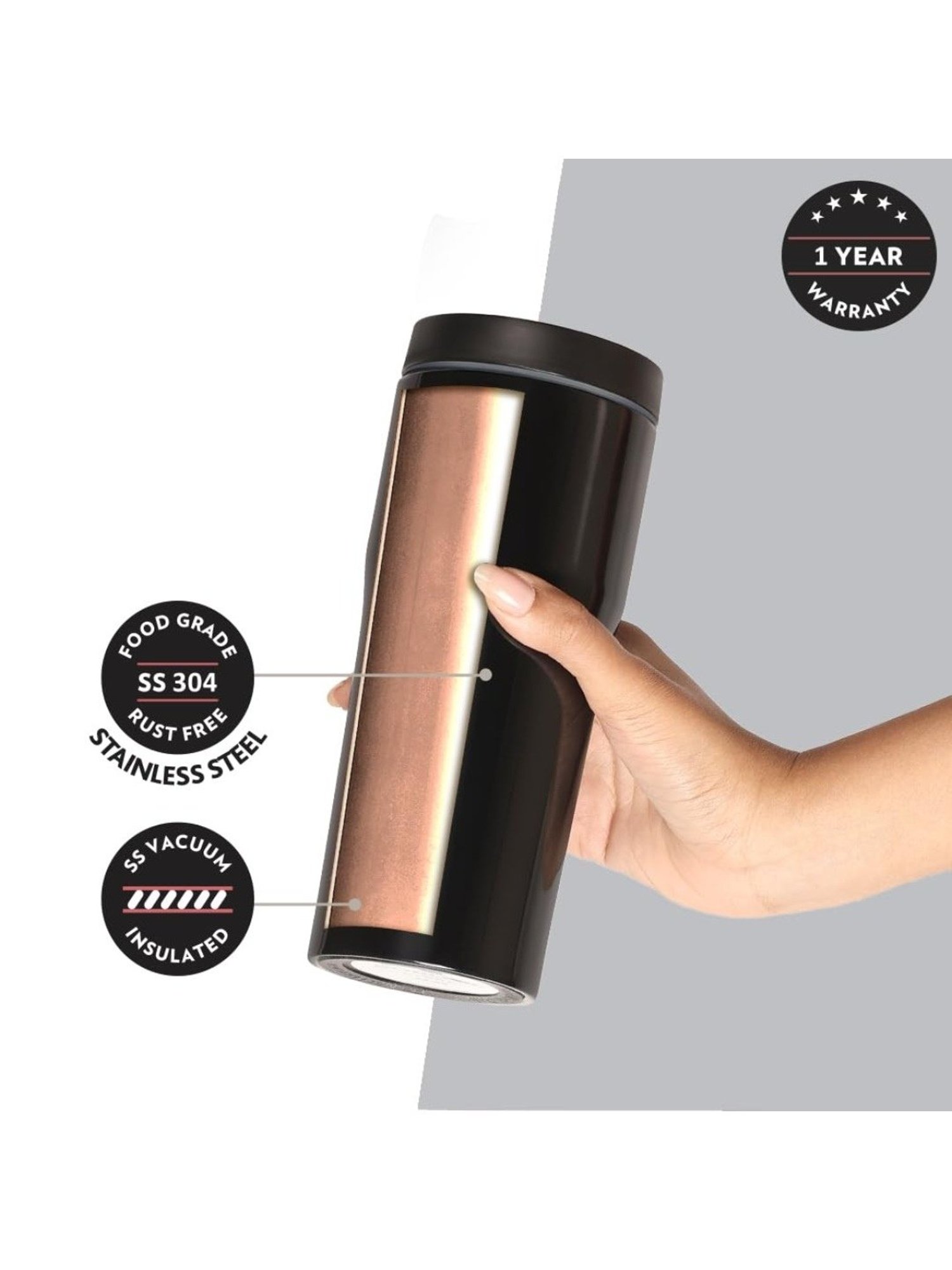 Borosil ?Black Stainless Steel Flasks (500 ML)
