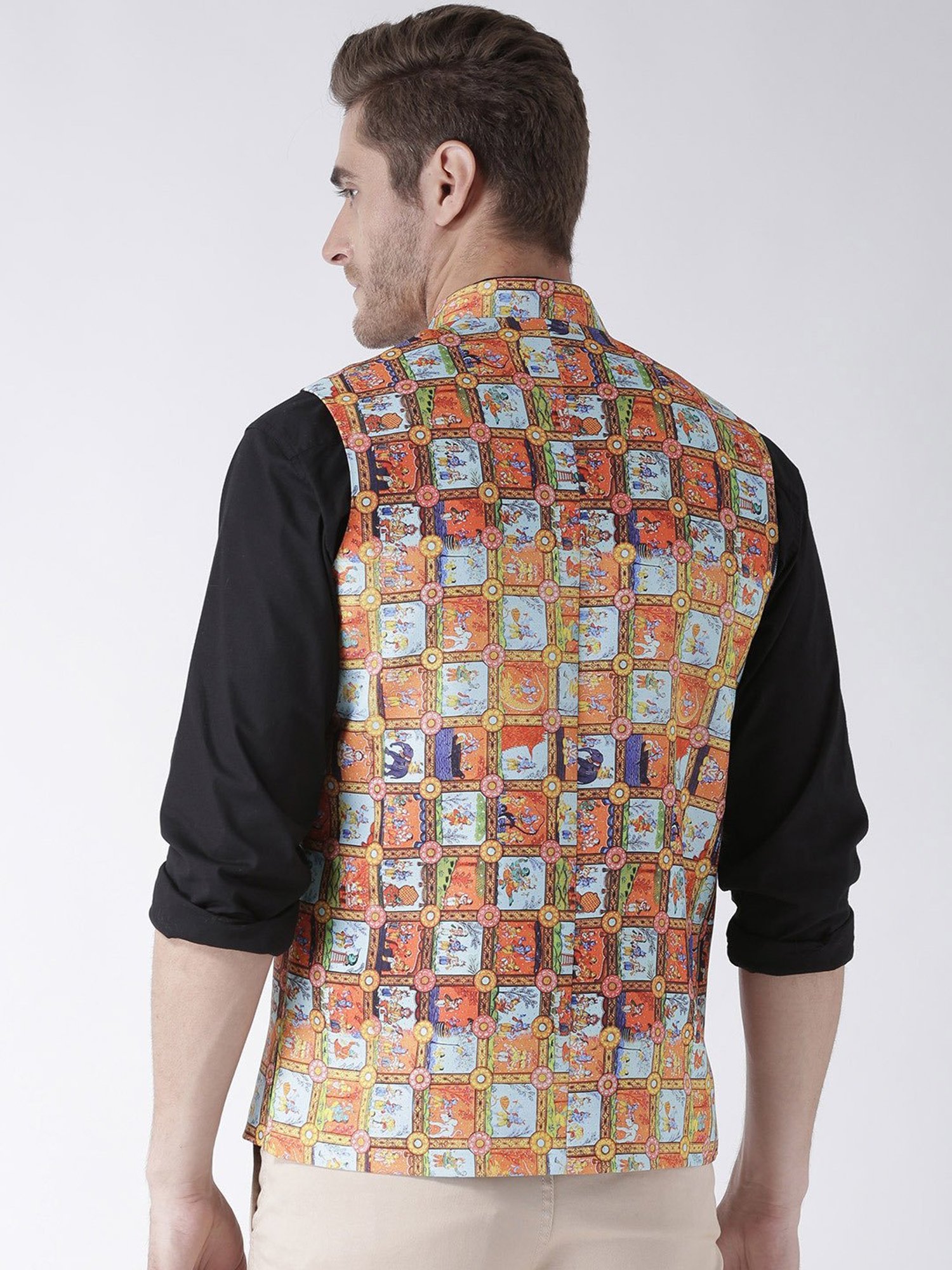 Hangup Plus Multicolor Regular Fit Printed Nehru Jacket