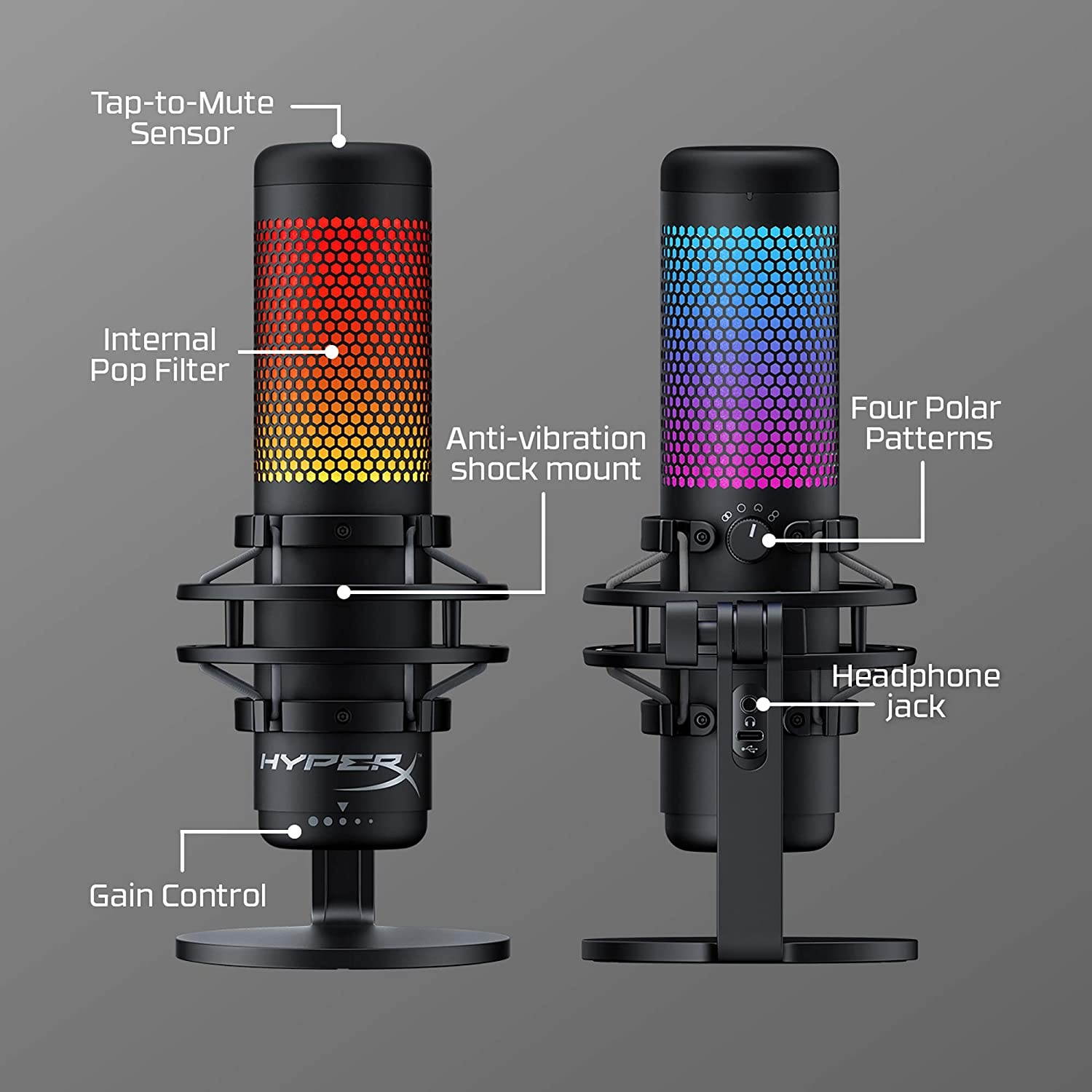 HyperX QuadCast S - RGB USB Condenser Microphone for PC, PS4, Mac, Gaming, Streaming, Podcasts, Twitch, YouTube with GalliumPi Bundle
