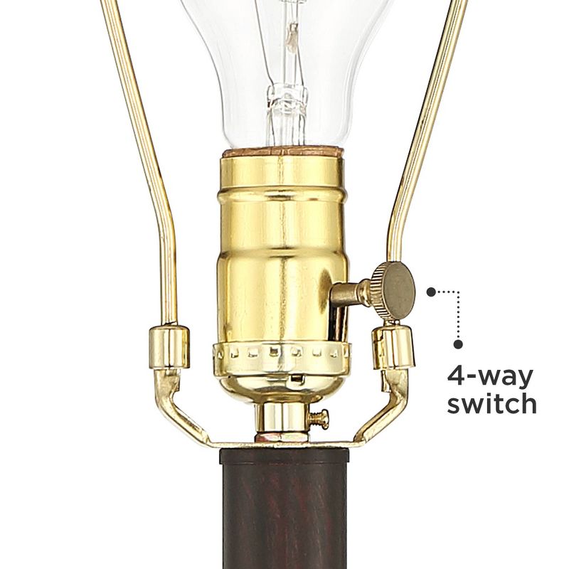 Barnes and Ivy Rustic Industrial Floor Lamp with Nightlight Glass Bronze Earthy Fabric Drum Shade Living Room Bedroom Office