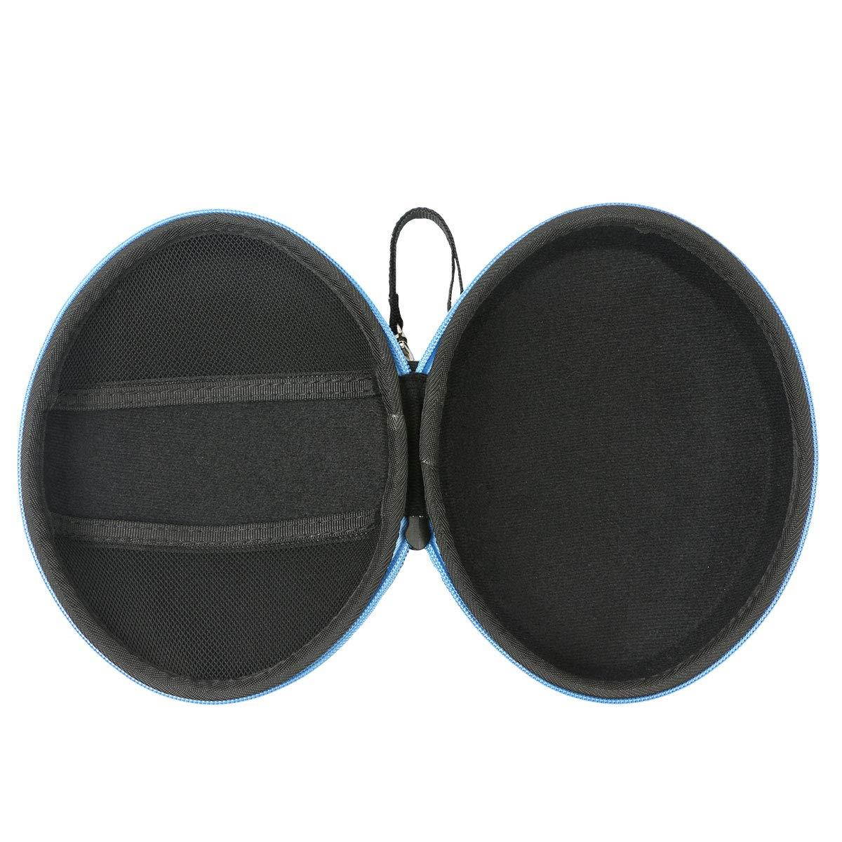 co2crea Hard Travel Case for iJoy Matte Finish Premium Rechargeable Wireless Bluetooth Over Ear Headphones Foldable Headset (Black Case + Blue Zipper)