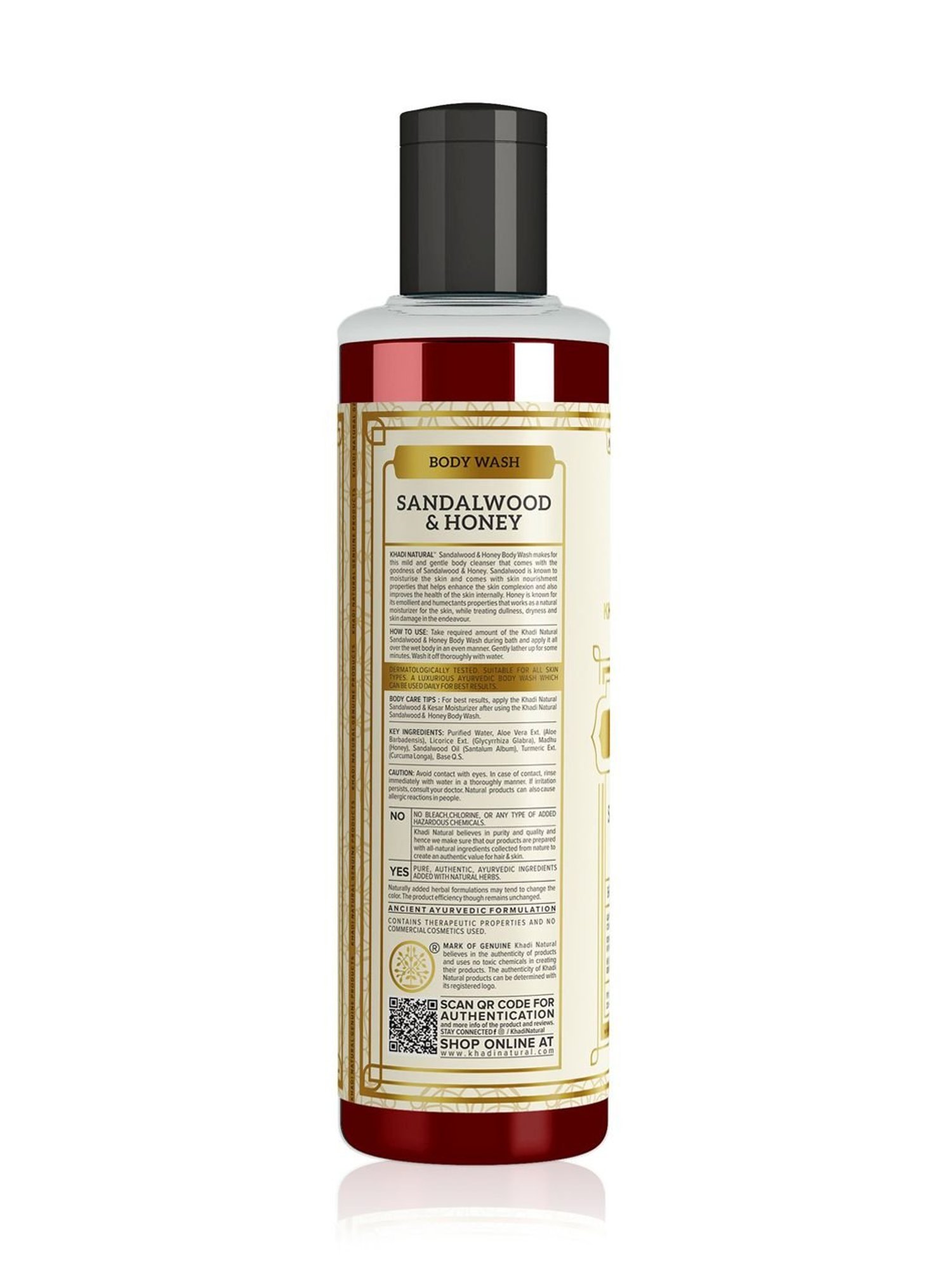 Khadi Natural Sandalwood & Honey Body Wash - 210 ml