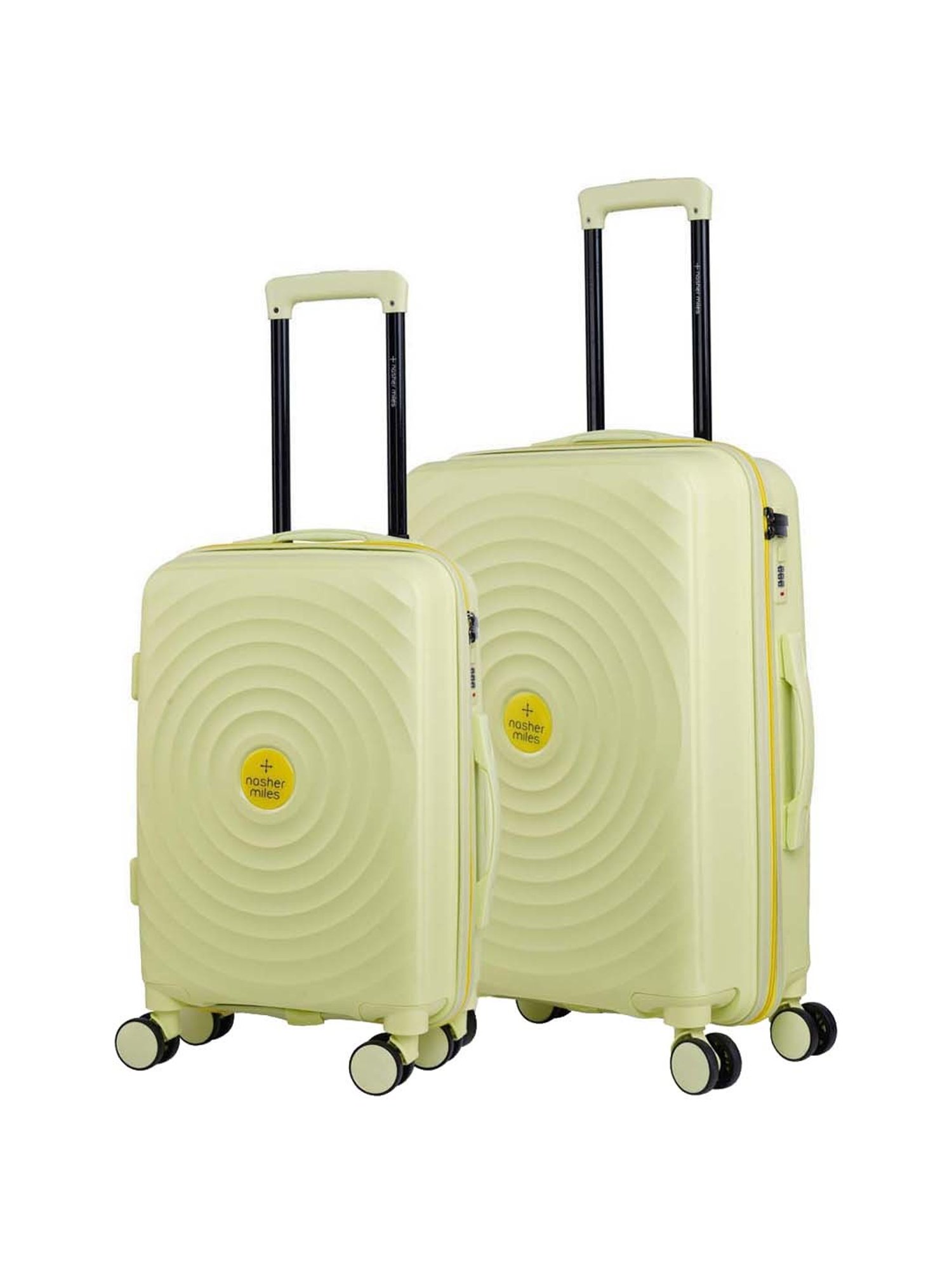 Nasher Miles Goa Hard-sided Polypropylene Set of 2 Olive Green Yellow Trolley Bags (55 & 65 Cm)