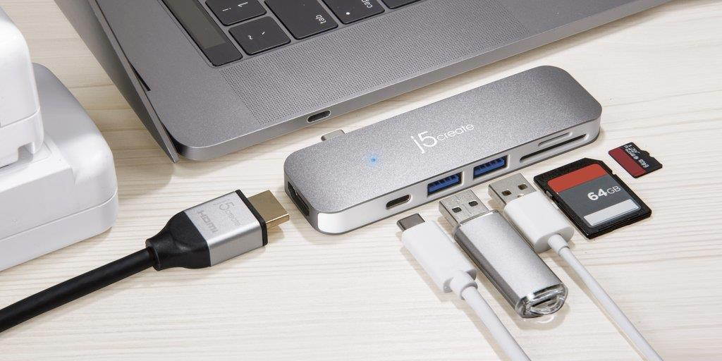 j5 create JCD386 interface hub USB 3.0 (3.1 Gen 1) Type-C 5000 Mbit/s Grey