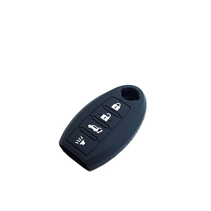 Autotech Silicone Rubber Keyless Entry Shell Case Remote Key Cover fit and Key fob Cover for Nissan Altima Gtr Maxima Murano Rogue 370z 350z Versa Sentra Pathfinder 1 Pair Black+Blue