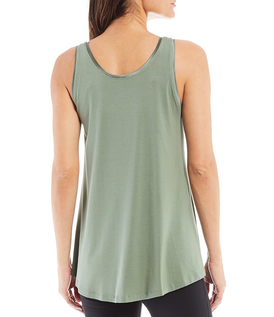 Modern Movement Swing Stretch Knit Jewel Neck Sleeveless Tank