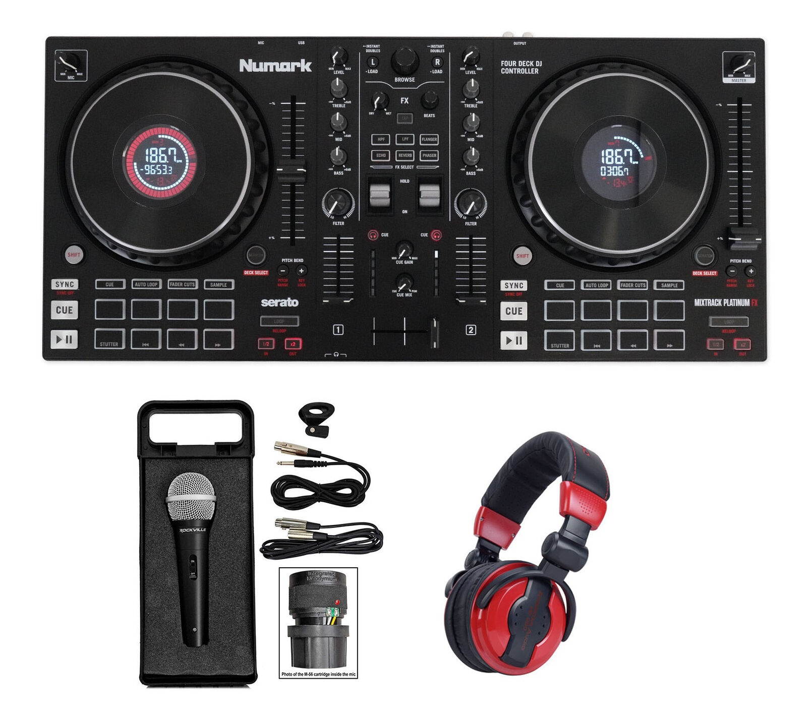 Mixtrack Plnum FX 4-Deck Serato DJ Controller+Headphones+Microphone