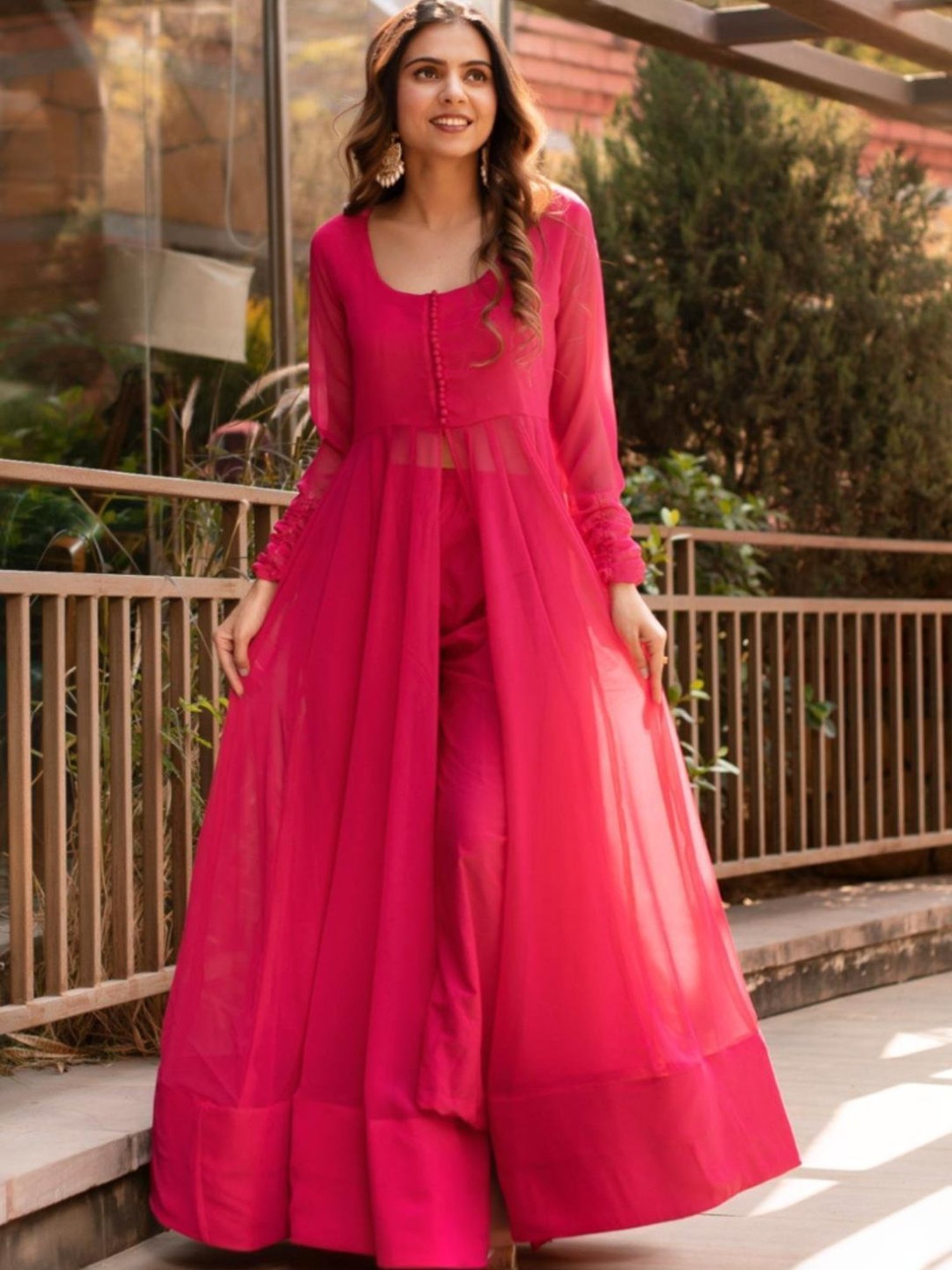 Calmna Viva Magenta Cape with Pant Co-ord Set