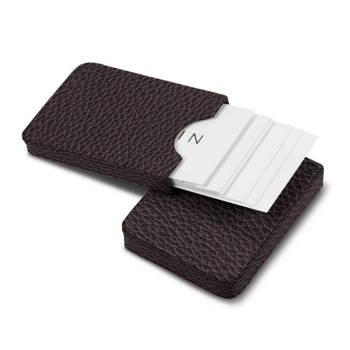 Lucrin - Sliding case for business cards - Burgundy - Granulated Leather