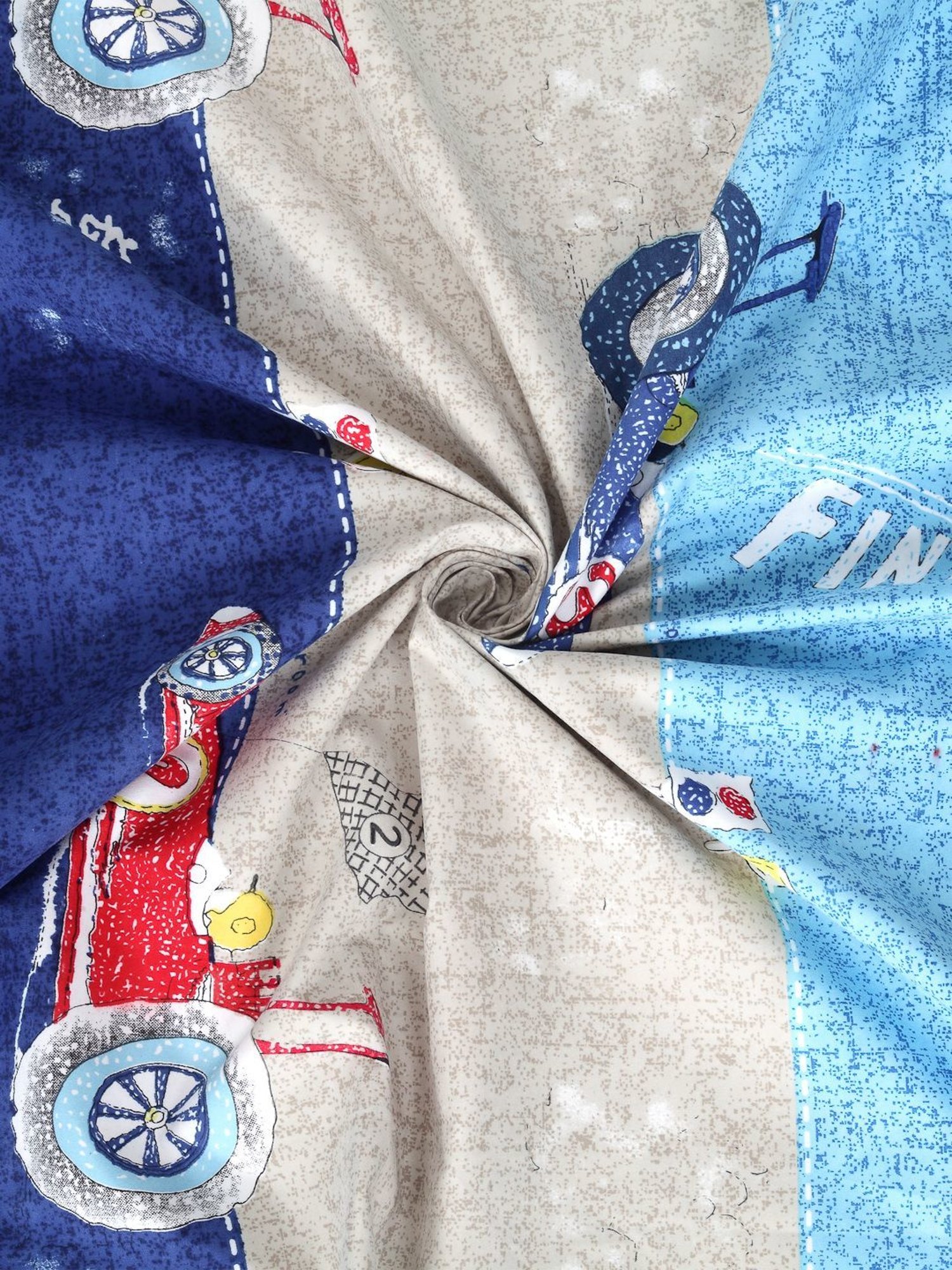 Klotthe Printed Sky Blue 210 TC Cotton Blend King 2 Bed Sheets with 4 Pillow Covers