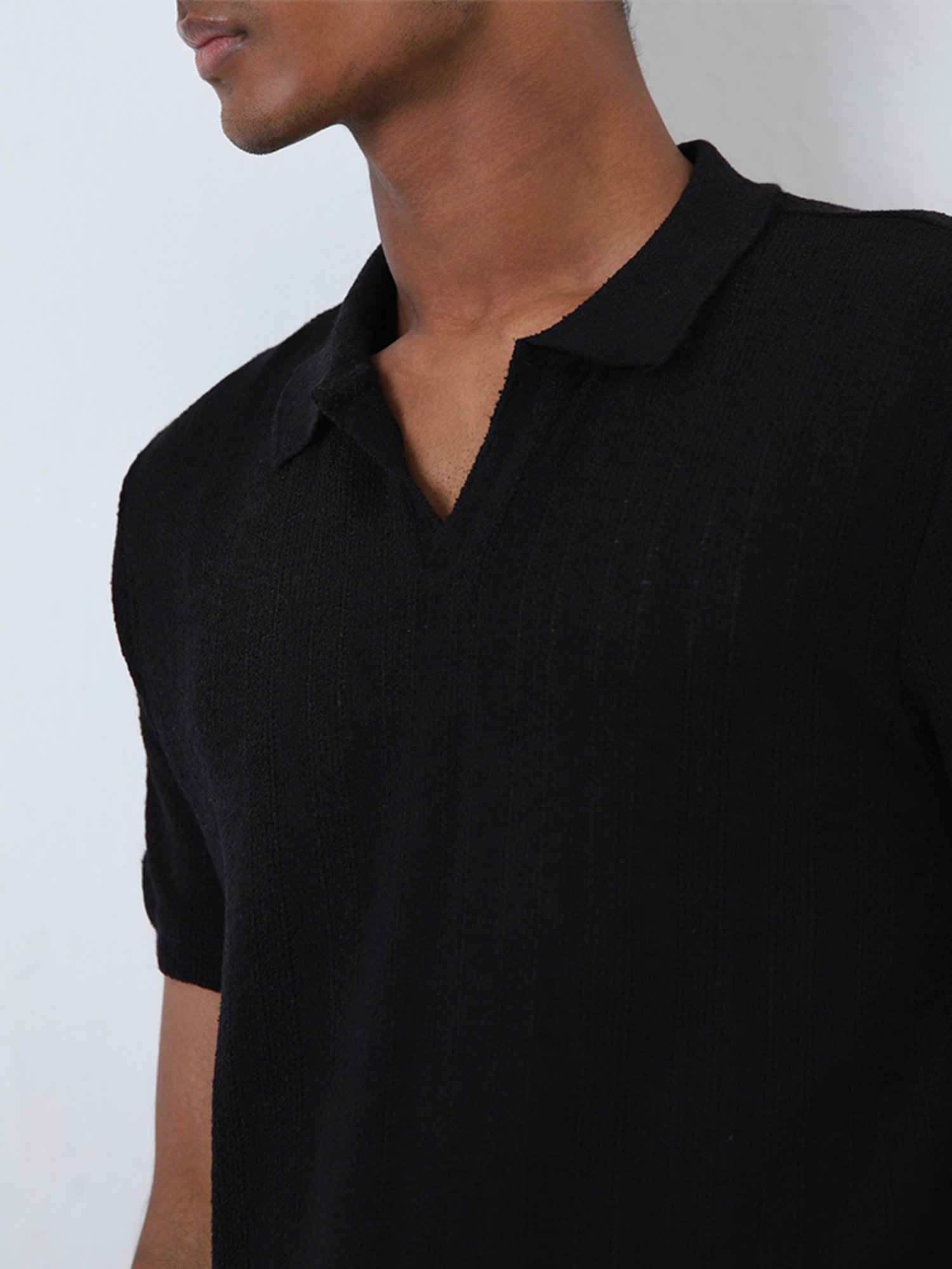 ETA by Westside Black Knitted Relaxed-Fit T-Shirt