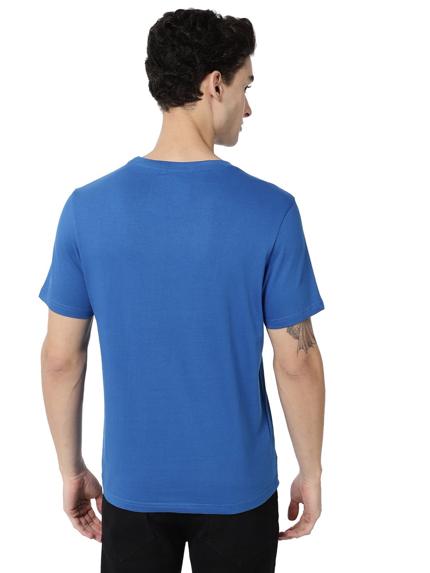 AD by Arvind Royal Blue Crew T-Shirt