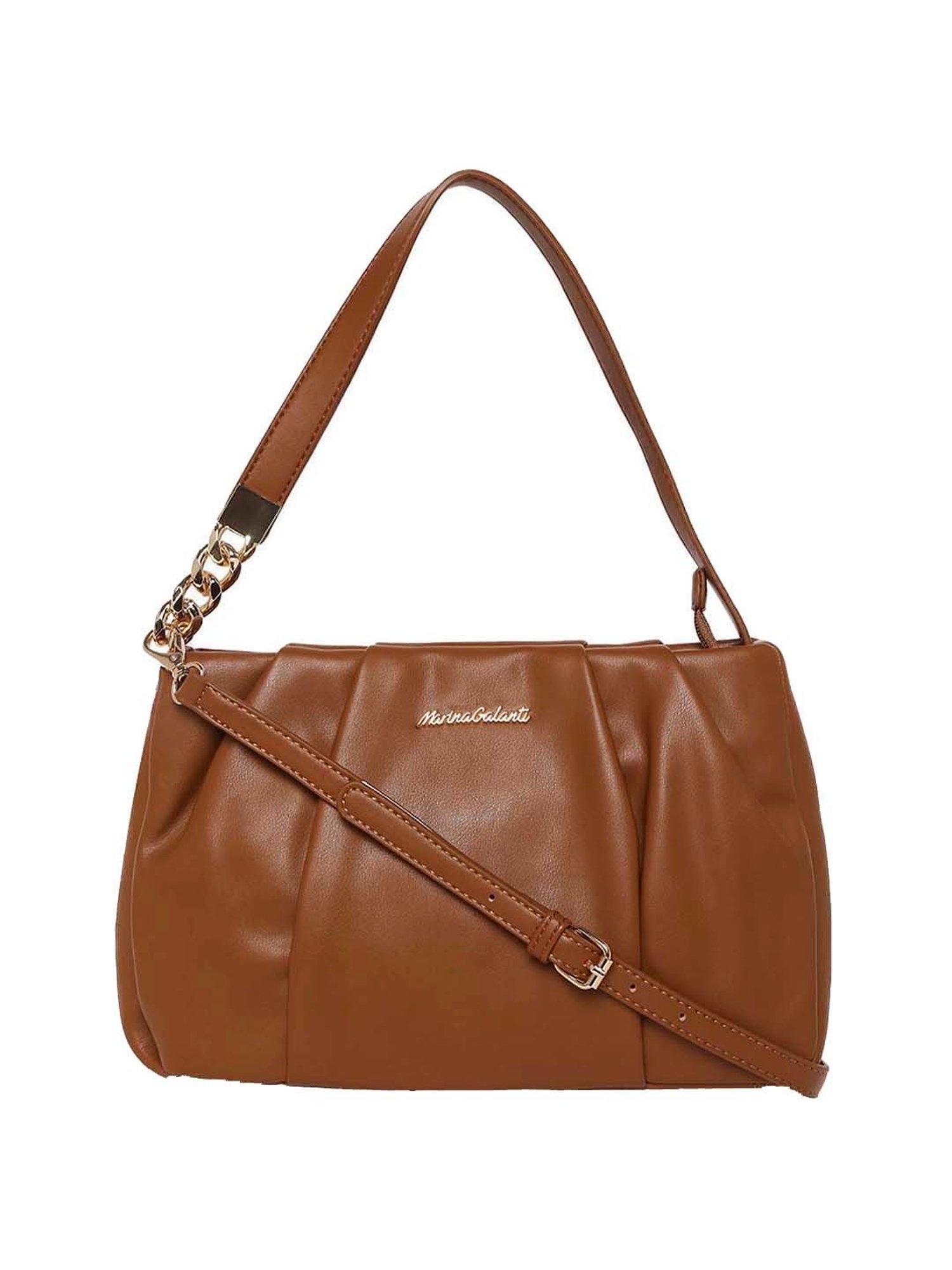 Marina Galanti Brown Textured Medium Baguette Bag