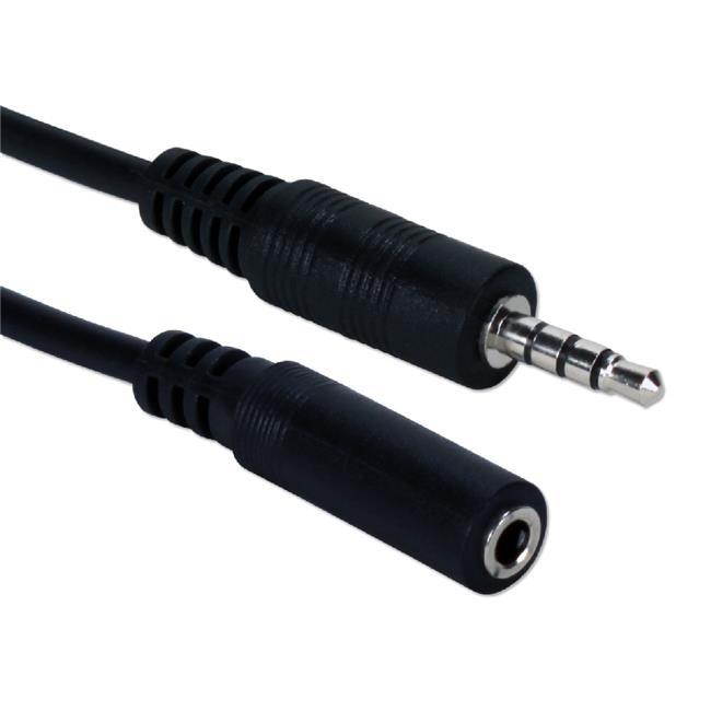 QVS CC411-12 12 ft. & 3.5 mm 3 Ring Mini Stereo Headset Mic & Audio Extension Cable