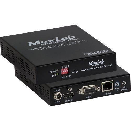 MuxLab - 500759-RX - MuxLab Video Wall 4K over IP PoE Extender RX - 1 Output Device - 328.08 ft Range - 1 x Network (RJ-45) - 1 x HDMI Out - Serial Port - 4K - 3840 x 2160 - Twisted Pair - Category 6