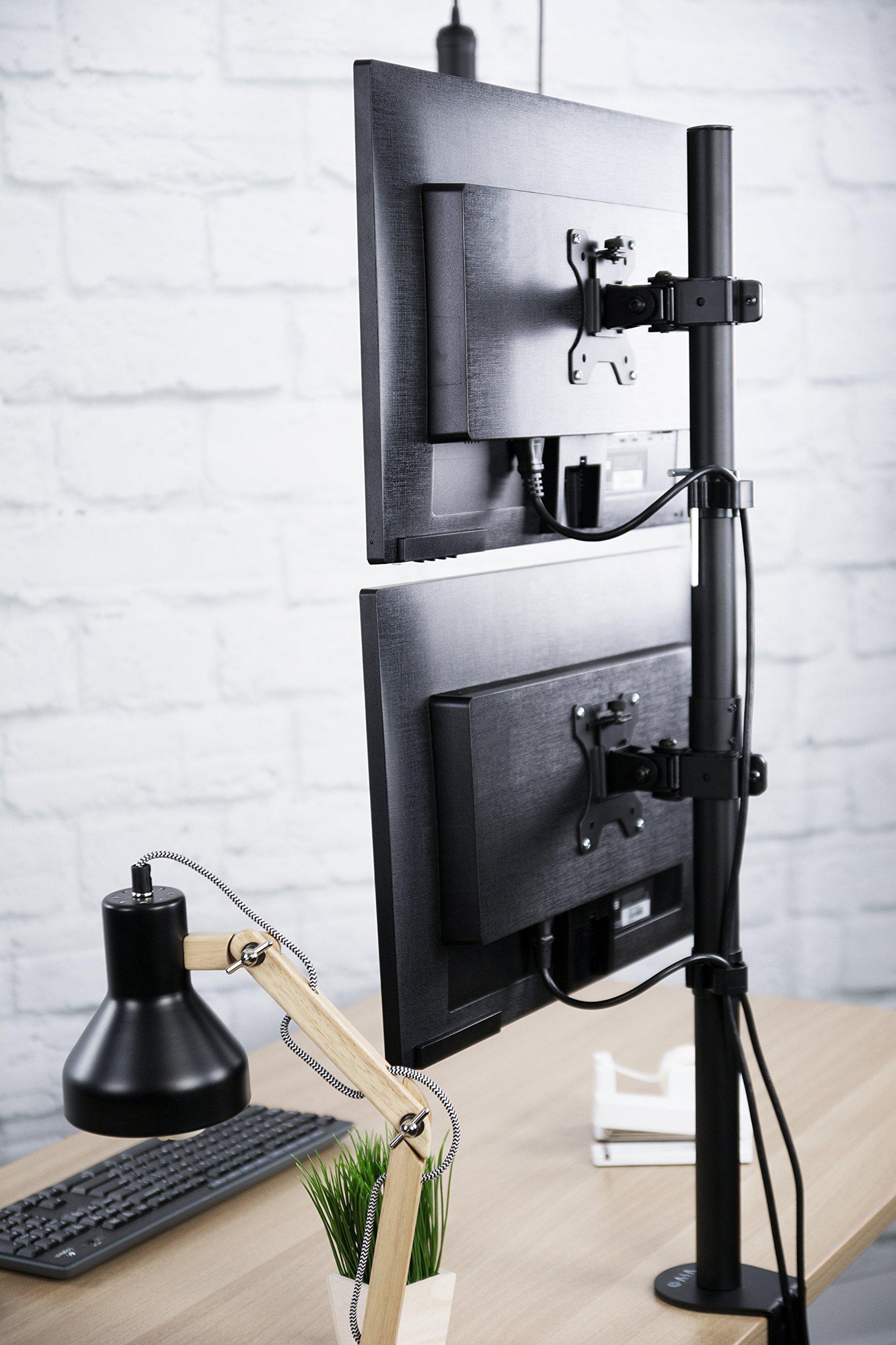 VIVO Dual LCD Monitor Desk Mount Stand Heavy Duty Stacked, Holds Vertical 2 Screens up to 32" (STAND-V002T)
