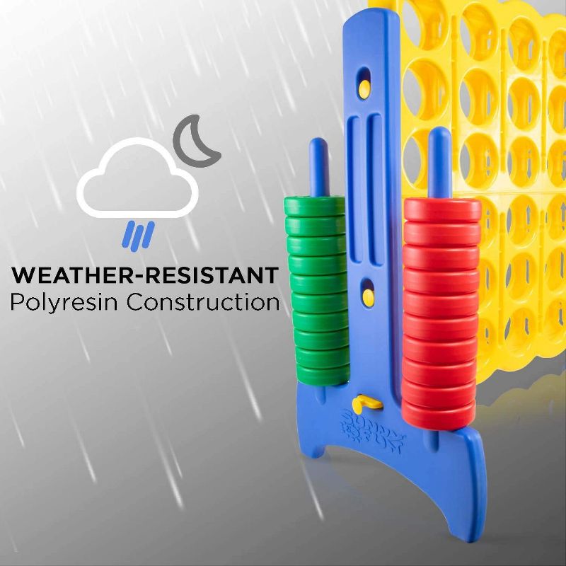 Sunny & Fun Giant 4 in A Row Color Connect - Life Size Indoor & Outdoor Floor Game - Jumbo Rings & Quick-Release Slider - for Yard Lawn or Backyard (4ft wide)