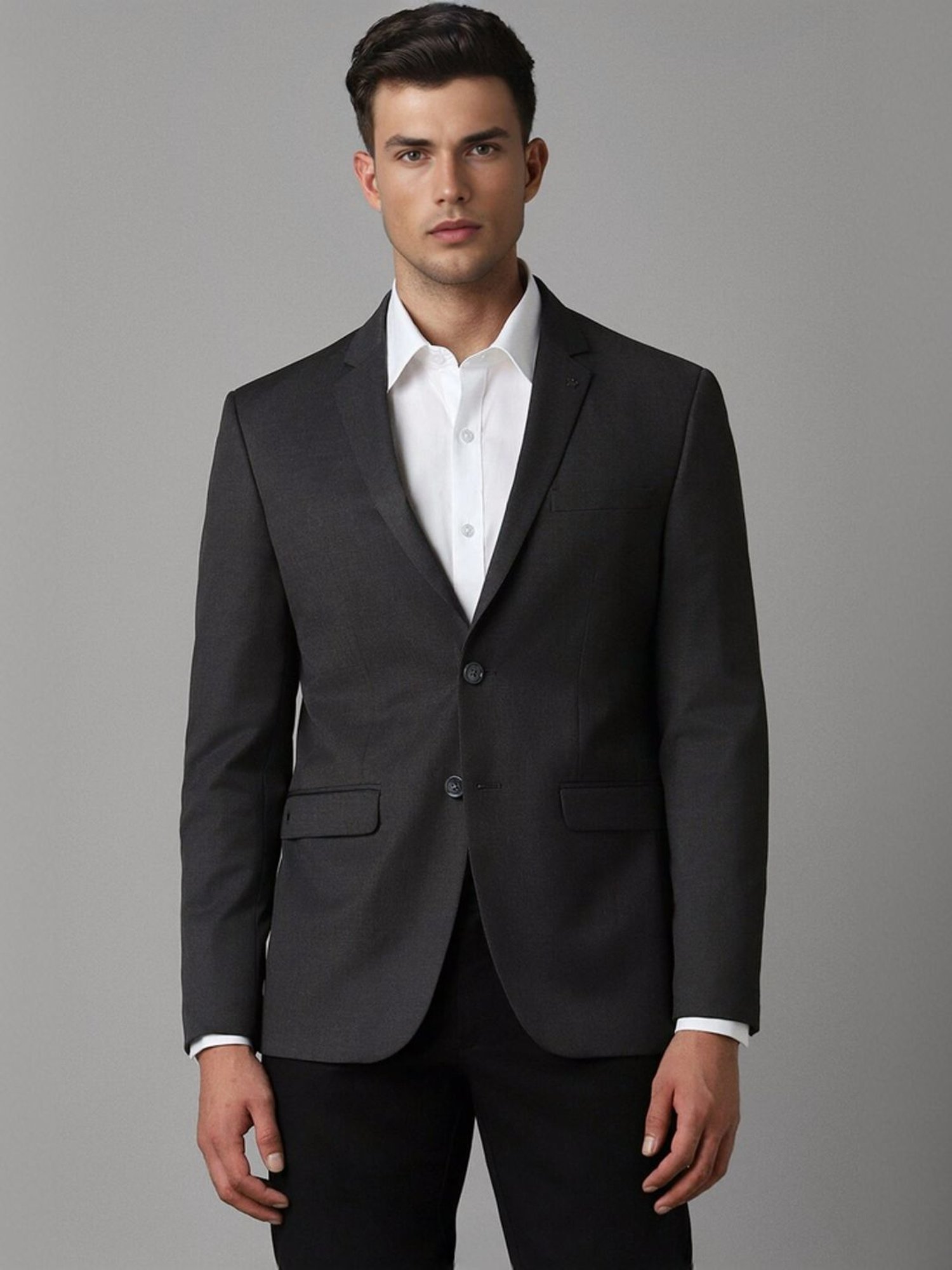 Louis Philippe Grey Slim Fit Blazer
